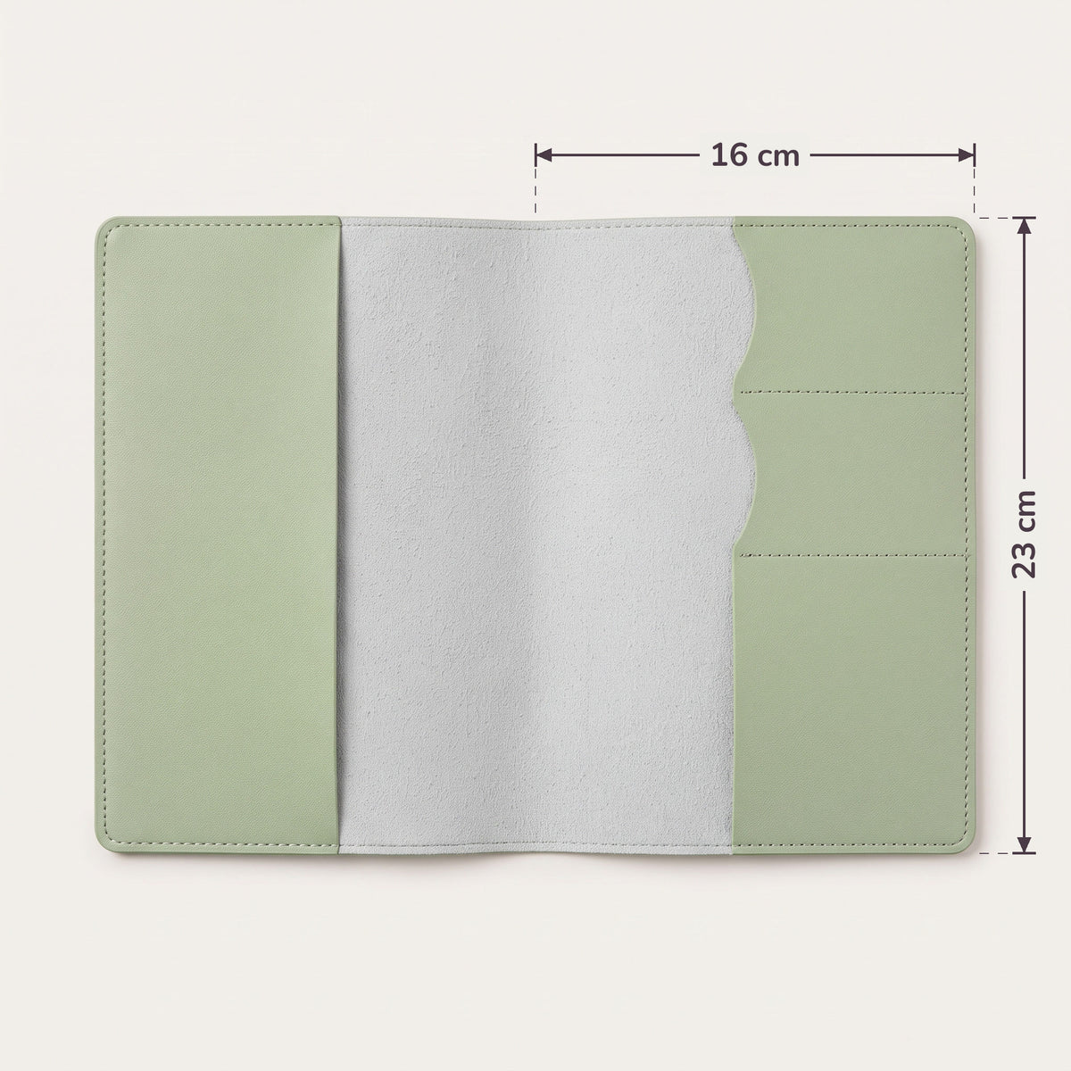Protège carnet de santé chien personnalisé – Épagneul japonais — dimensions 16 × 23 cm (coloris Vert sauge)