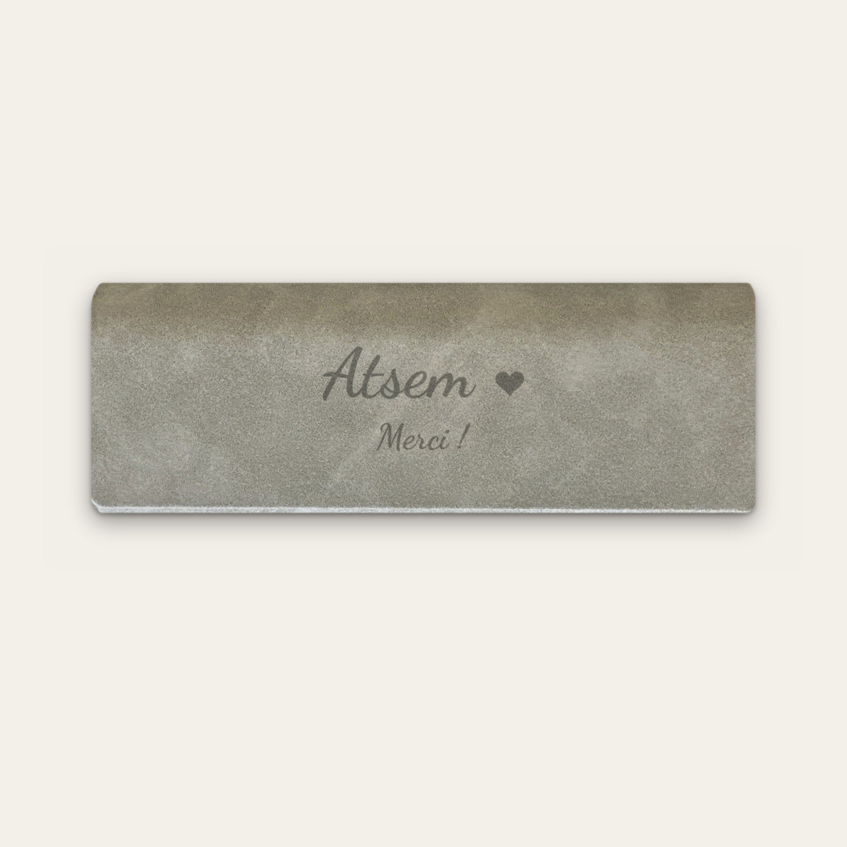 Étui à lunettes ATSEM personnalisé, gravé — Gris — gravure « Atsem » / « Merci ! »