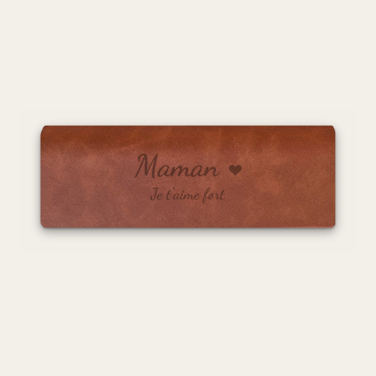 Étui à lunettes maman personnalisé, gravé — Châtaigne — gravure « Maman » / « Je t'aime fort »