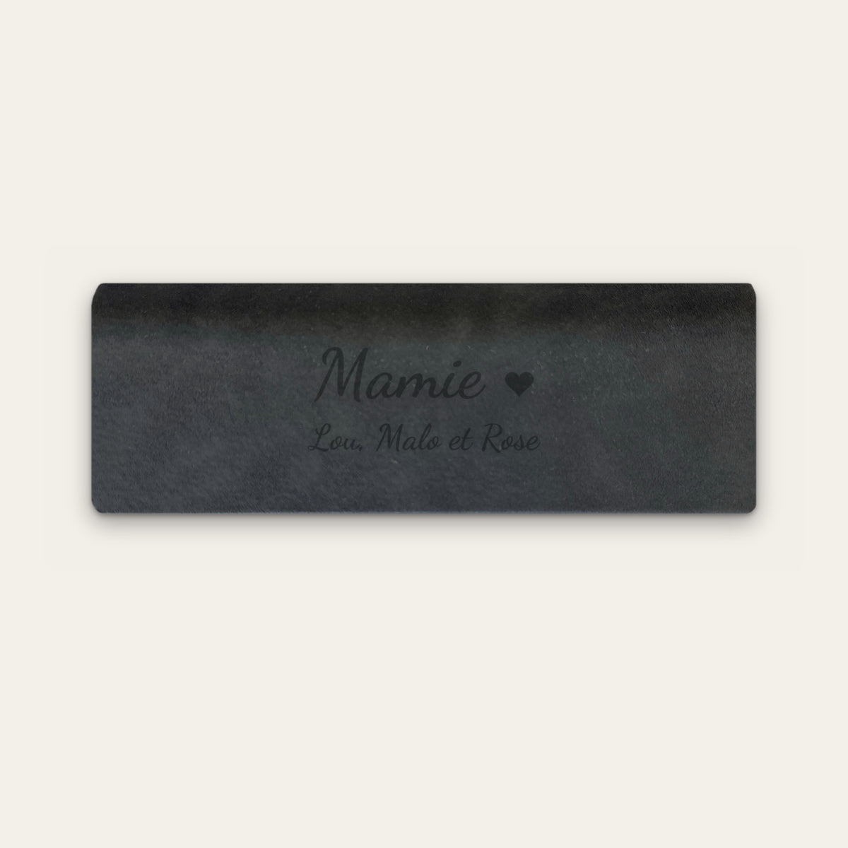 Étui à lunettes mamie personnalisé, gravé — Noir — gravure « Mamie » / « Lou, Malo et Rose »