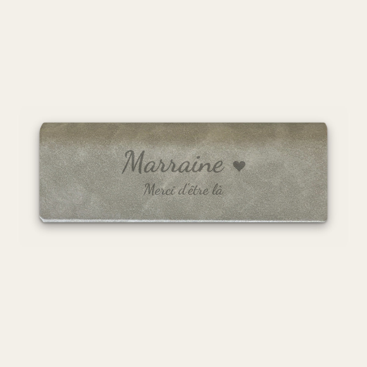 Étui à lunettes marraine personnalisé, gravé — Gris — gravure « Marraine » / « Merci d'être là »