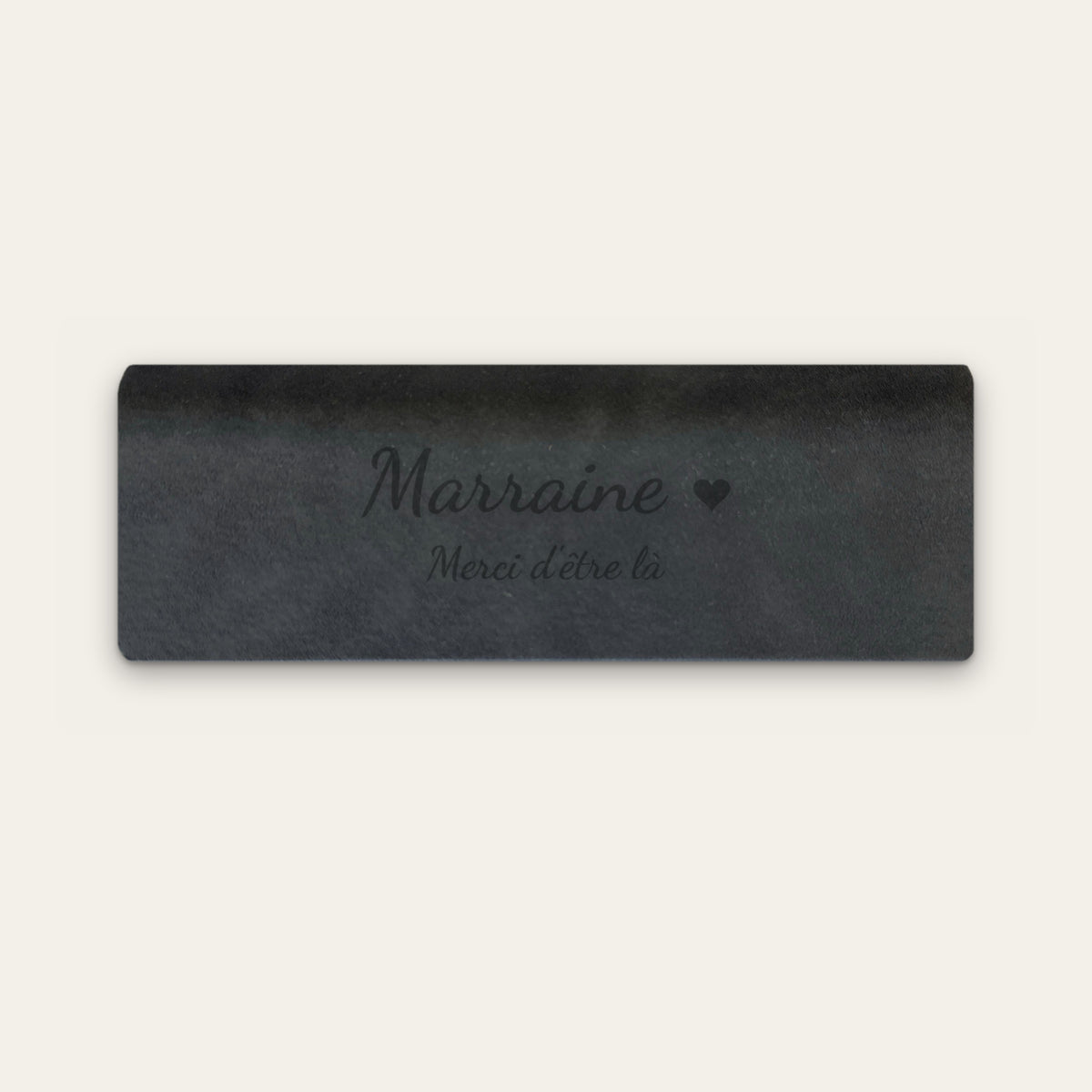 Étui à lunettes marraine personnalisé, gravé — Noir — gravure « Marraine » / « Merci d'être là »