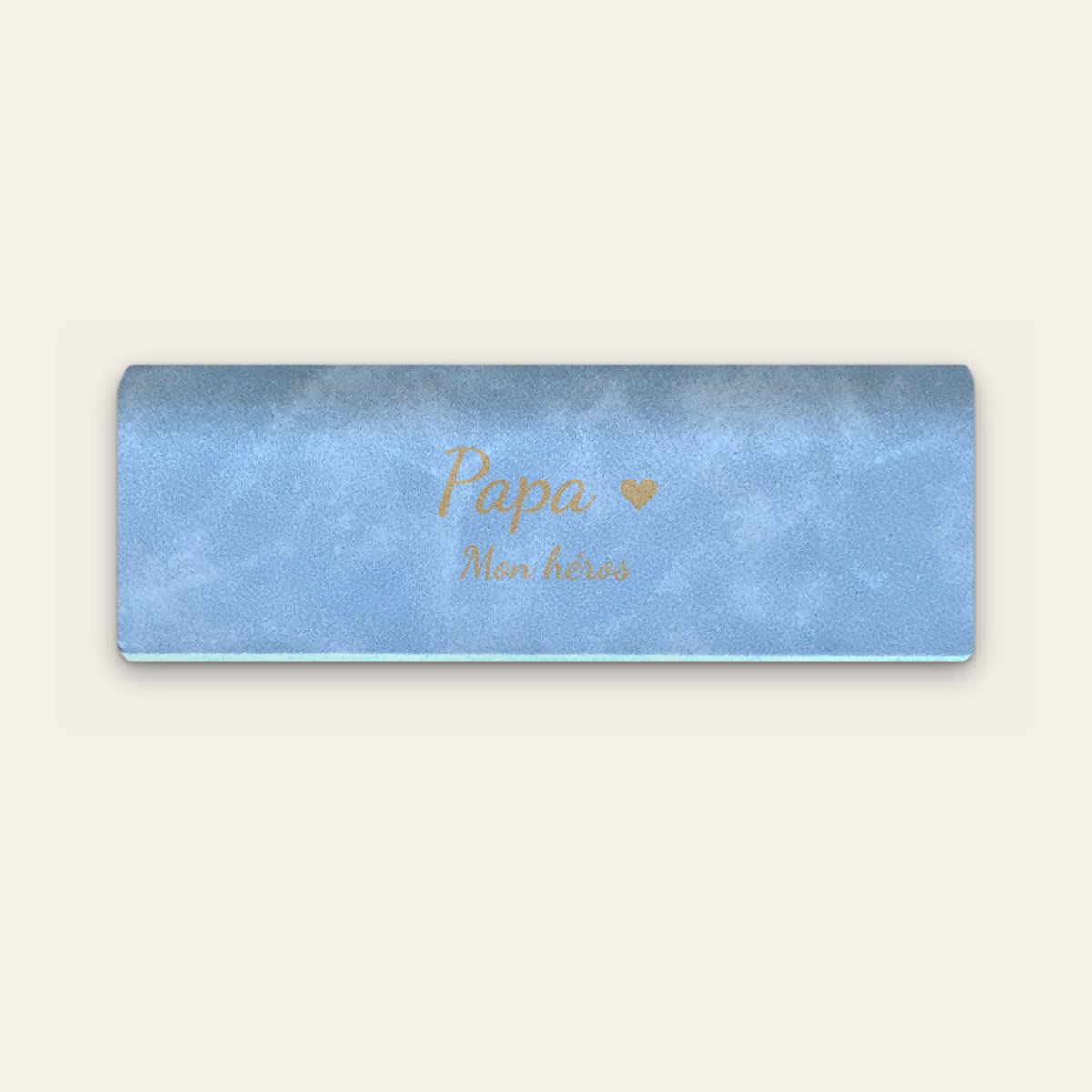 Étui à lunettes papa personnalisé, gravé — Bleu ciel — gravure « Papa » / « Mon héros »