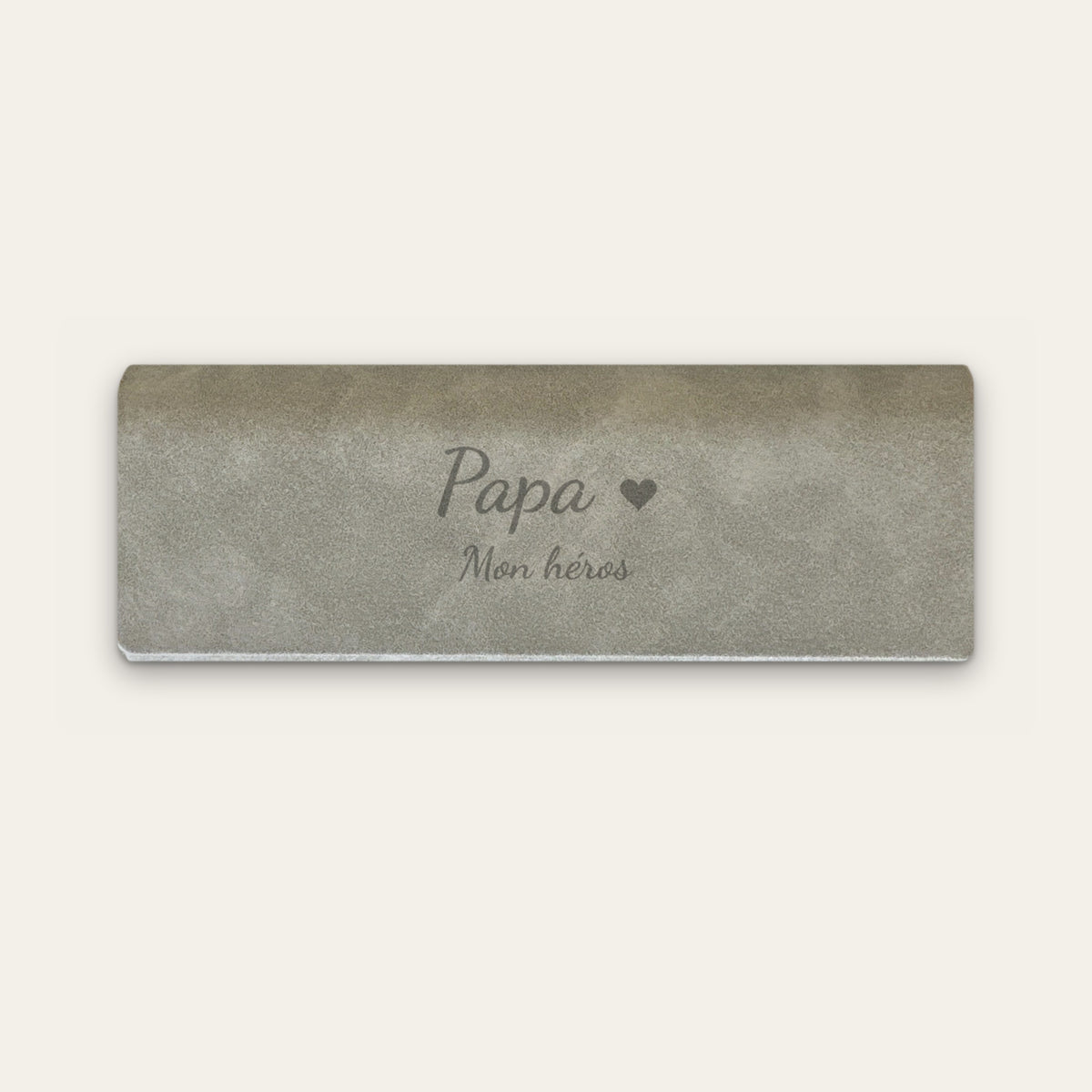 Étui à lunettes papa personnalisé, gravé — Gris — gravure « Papa » / « Mon héros »