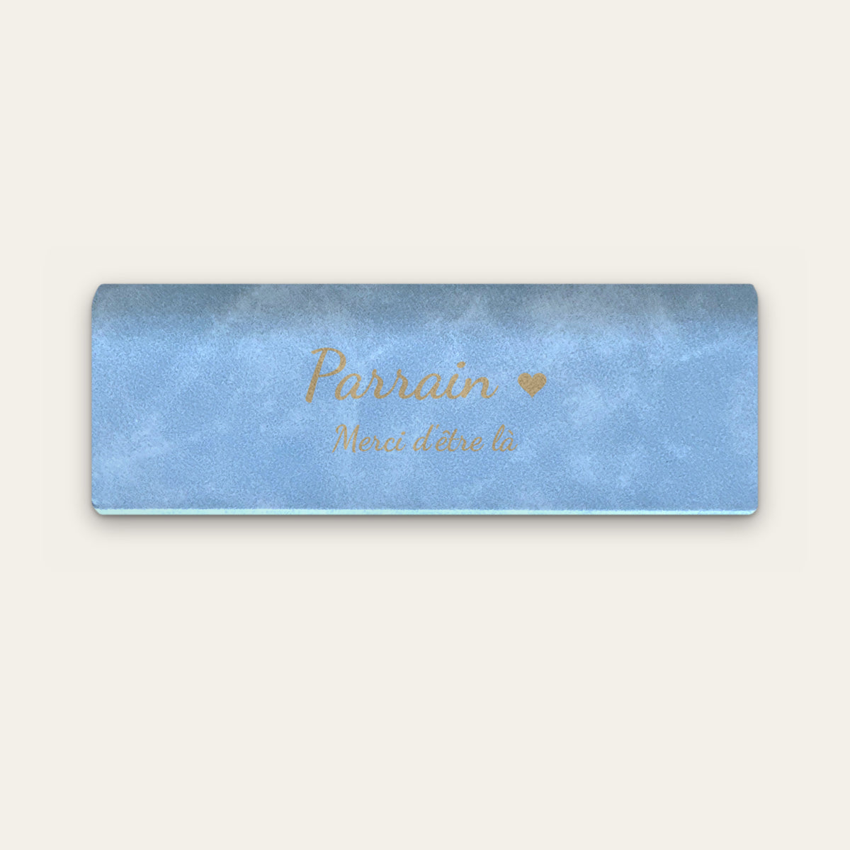 Étui à lunettes parrain personnalisé, gravé — Bleu ciel — gravure « Parrain » / « Merci d'être là »