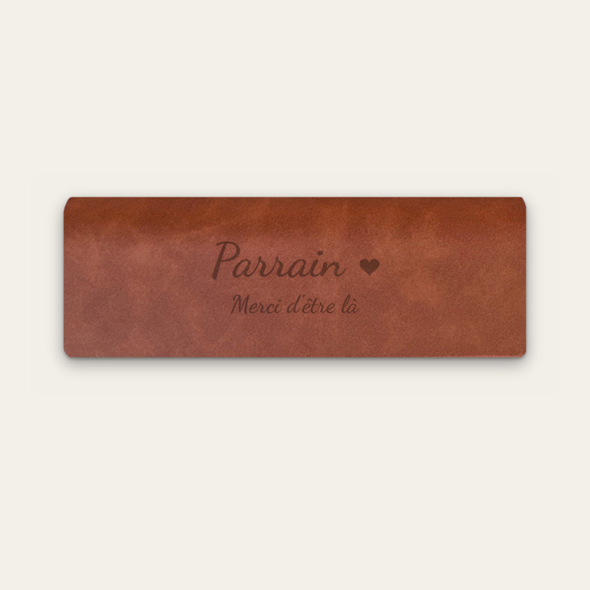 Étui à lunettes parrain personnalisé, gravé — Châtaigne — gravure « Parrain » / « Merci d'être là »