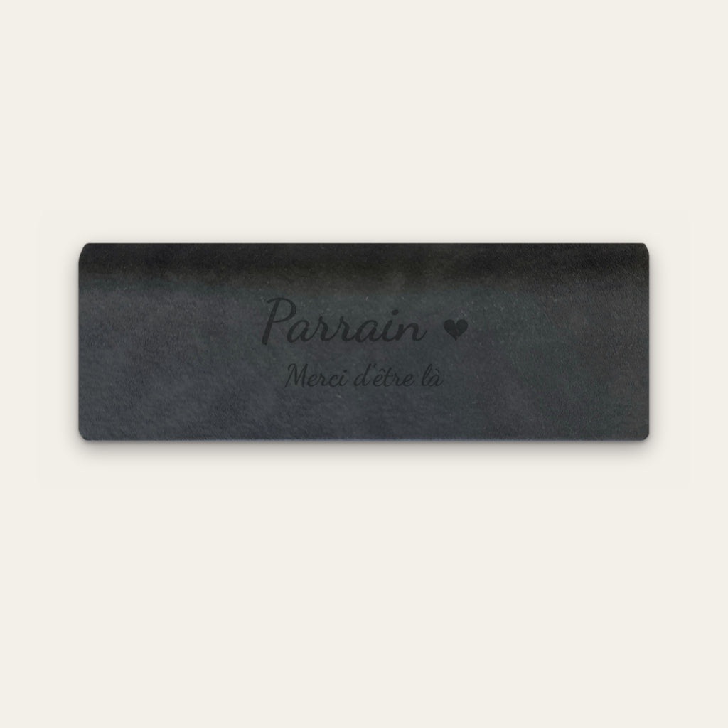 Étui à lunettes parrain personnalisé, gravé — Noir — gravure « Parrain » / « Merci d'être là »