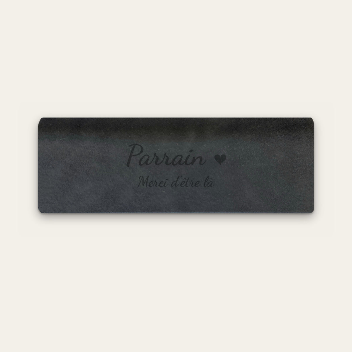 Étui à lunettes parrain personnalisé, gravé — Noir — gravure « Parrain » / « Merci d'être là »