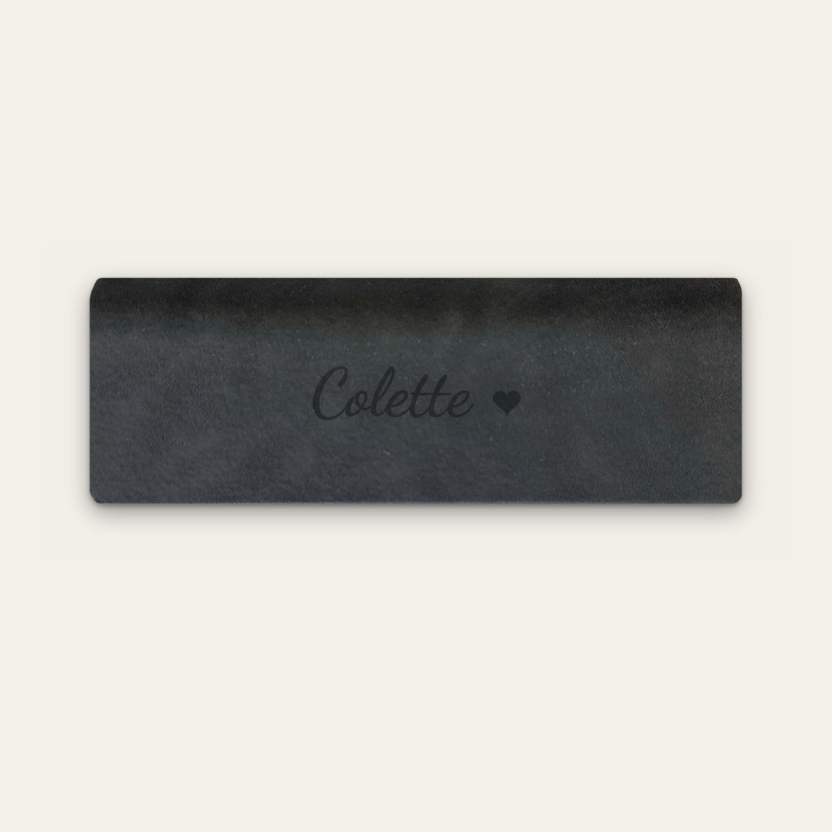 Étui à lunettes prénom personnalisé, gravé — Noir — gravure « Colette »