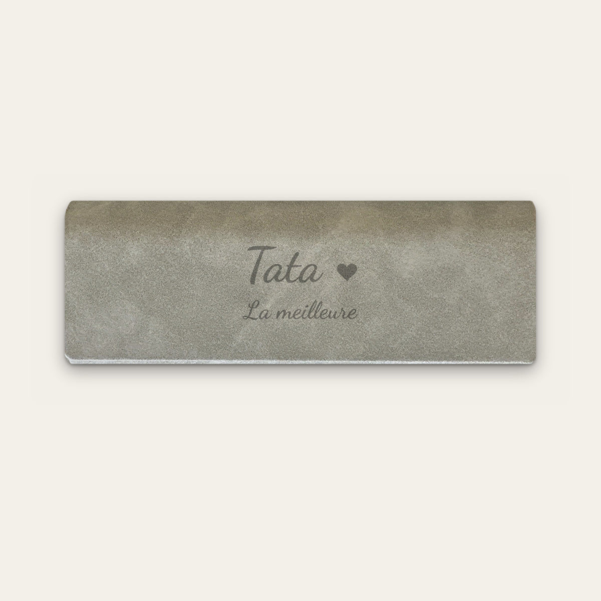 Étui à lunettes tata personnalisé, gravé — Gris — gravure « Tata » / « La meilleure »