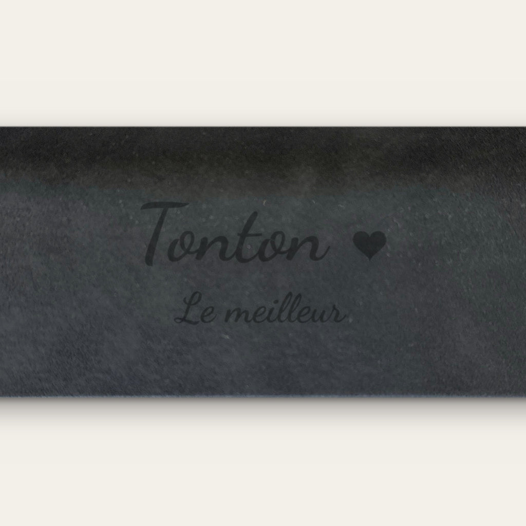 Étui à lunettes tonton personnalisé, gravé — gros plan de la gravure (Noir)