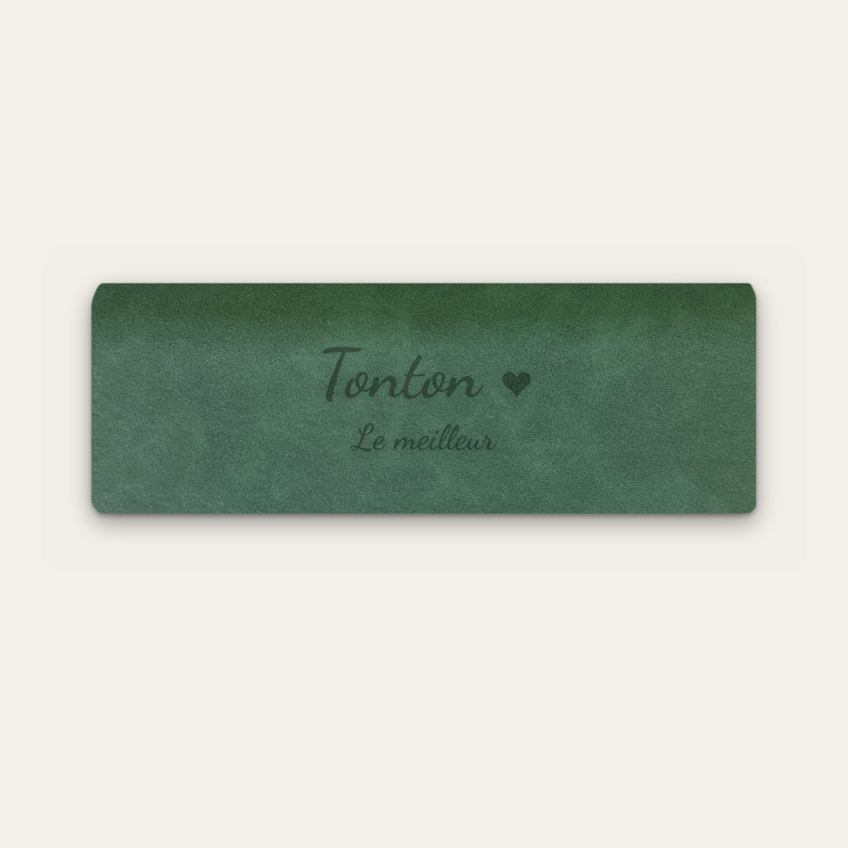 Étui à lunettes tonton personnalisé, gravé — Vert sapin — gravure « Tonton » / « Le meilleur »
