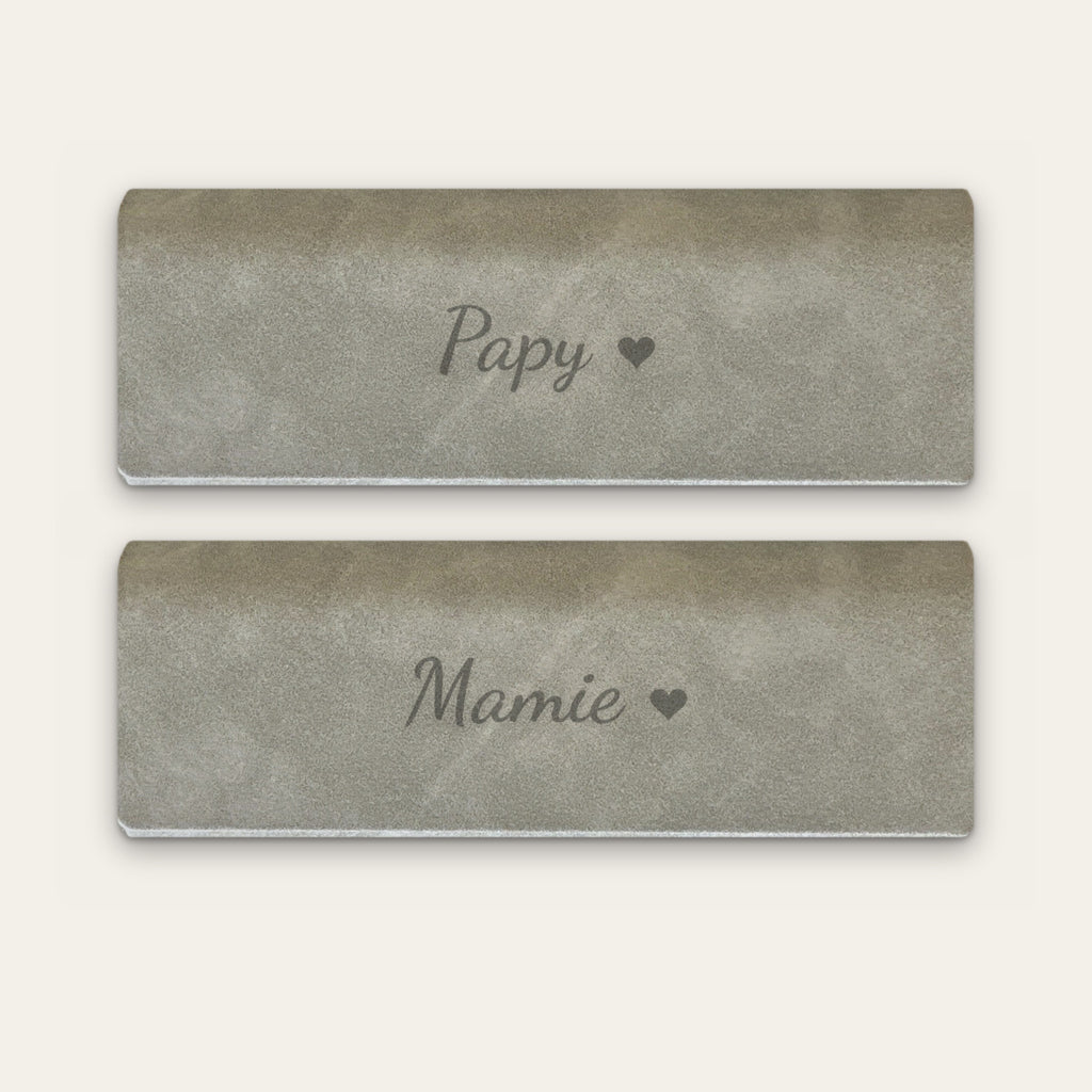 Lot de 2 étuis à lunettes papy et mamie, gravés — Gris — gravure « Papy » et « Mamie »