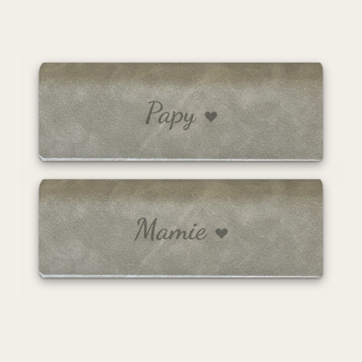 Lot de 2 étuis à lunettes papy et mamie, gravés — Gris — gravure « Papy » et « Mamie »