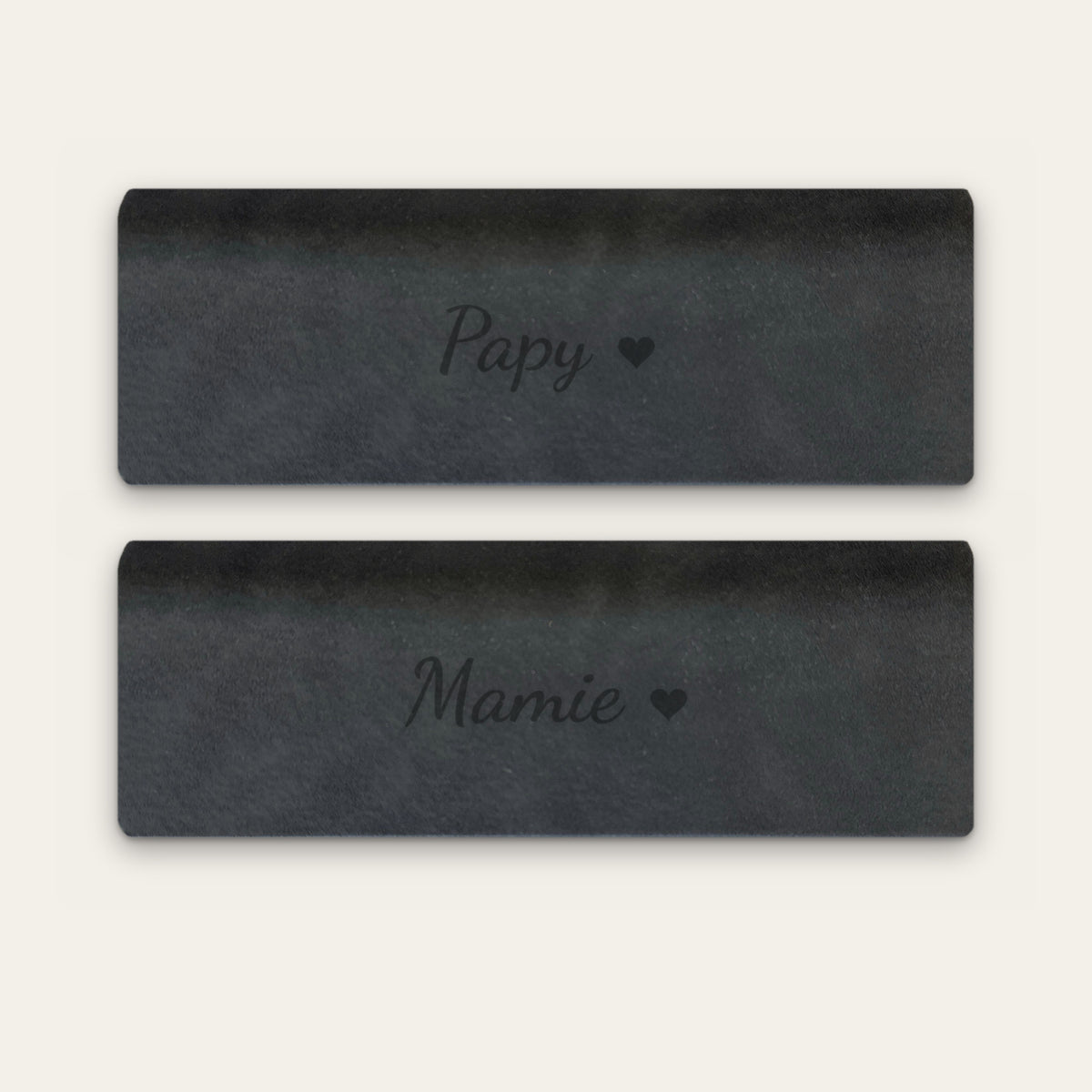 Lot de 2 étuis à lunettes papy et mamie, gravés — Noir — gravure « Papy » et « Mamie »