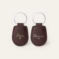 Lot de 2 porte-clés papa et maman, gravés — Chocolat — gravure « Papa » et « Maman »