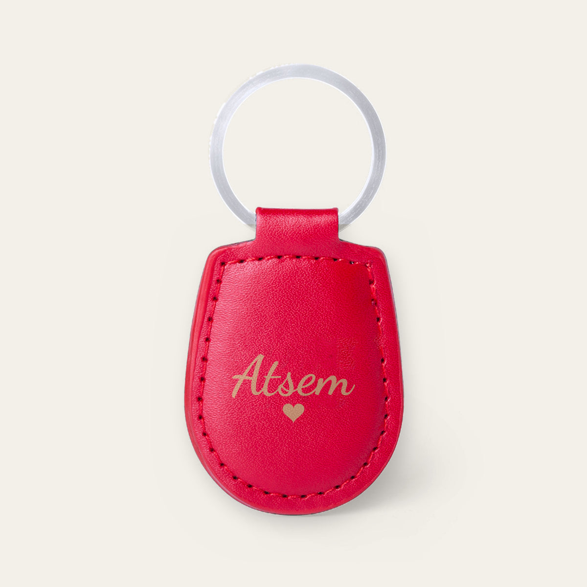 Porte-clés ATSEM personnalisé, gravé — Rouge — gravure « Atsem »