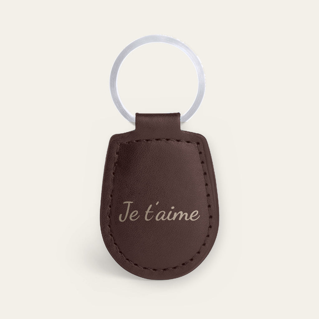 Porte-clés mamie personnalisé, gravé — exemple de gravure au verso, en option : « Je t’aime » (Chocolat, dos supposé)