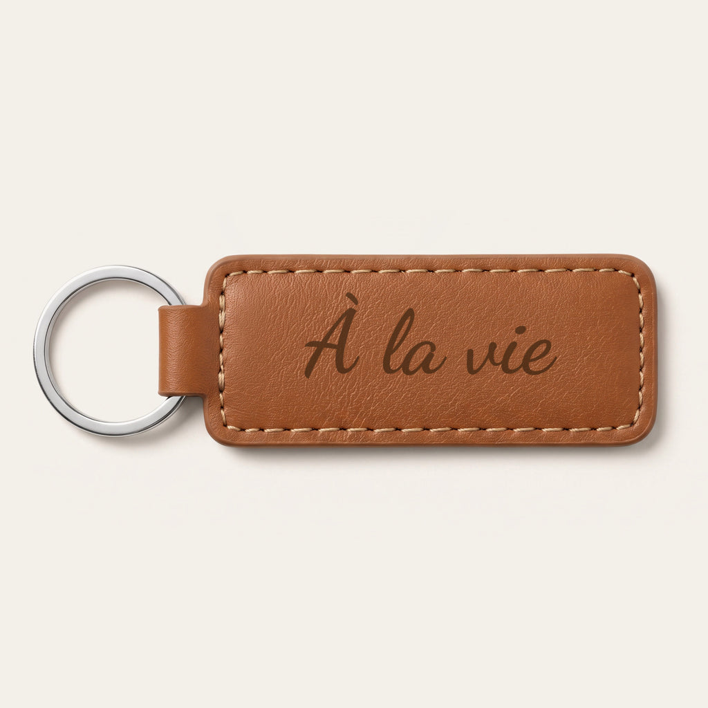 Porte-clés meilleure amie personnalisé, gravé — rectangle, exemple de gravure au verso, en option : « À la vie » (Caramel)