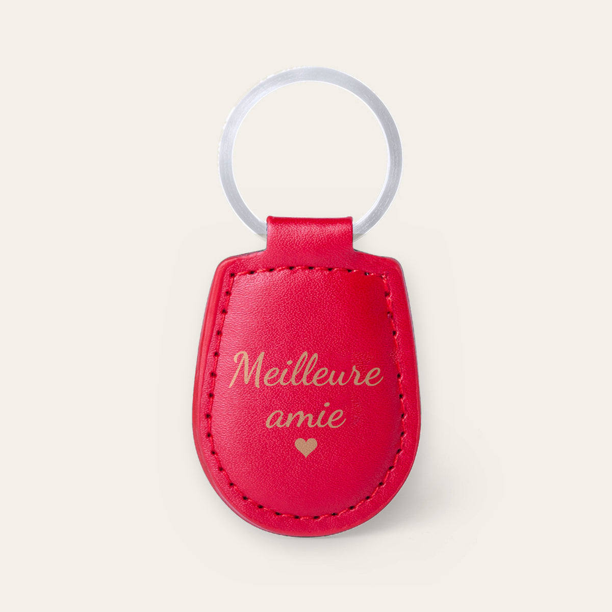 Porte-clés meilleure amie personnalisé, gravé — Rouge — gravure « Meilleure amie » (sur deux lignes)