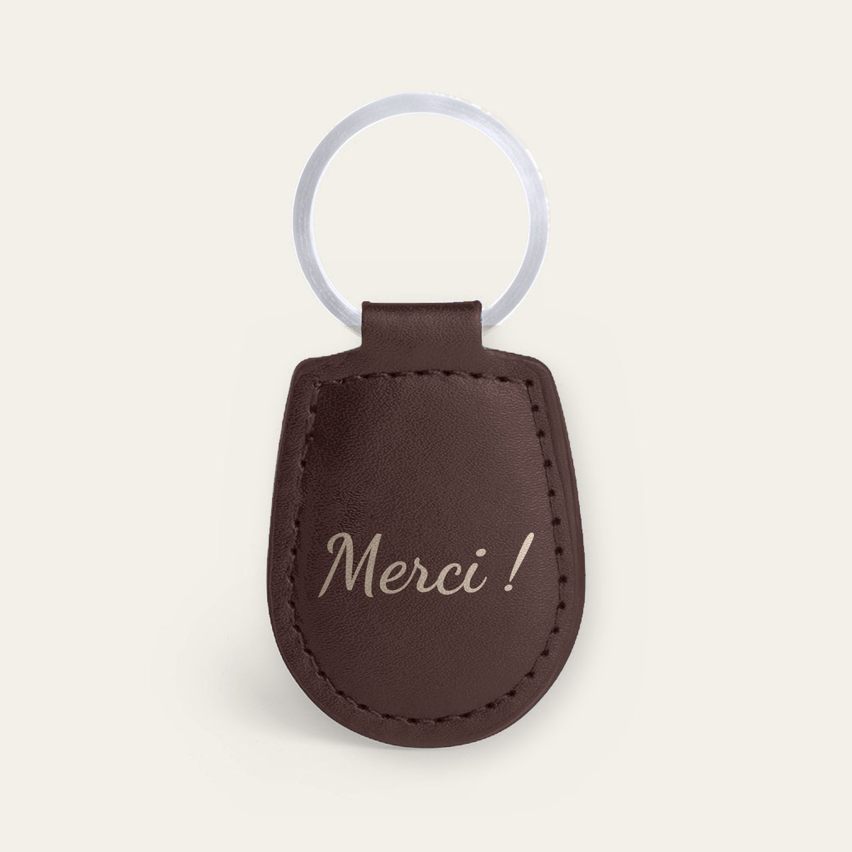 Porte-clés nounou personnalisé, gravé — exemple de gravure au verso, en option : « Merci ! » (Chocolat, dos supposé)