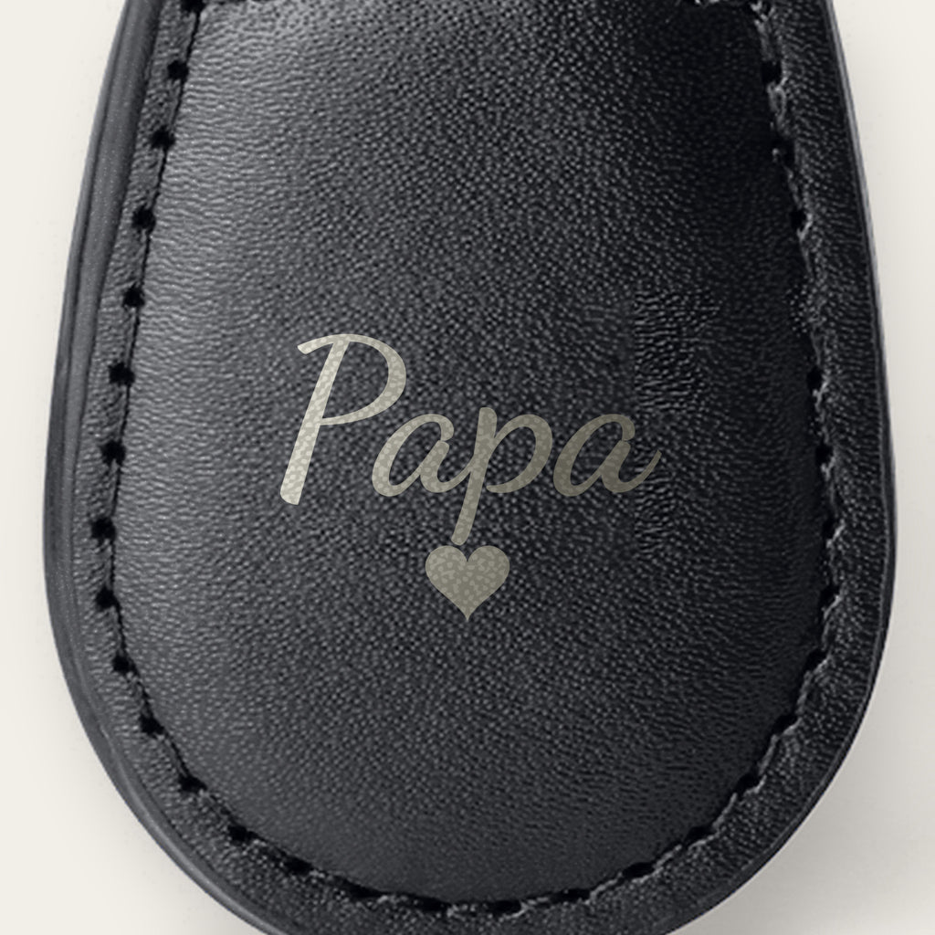Porte-clés papa personnalisé, gravé — gros plan de la gravure (Noir)