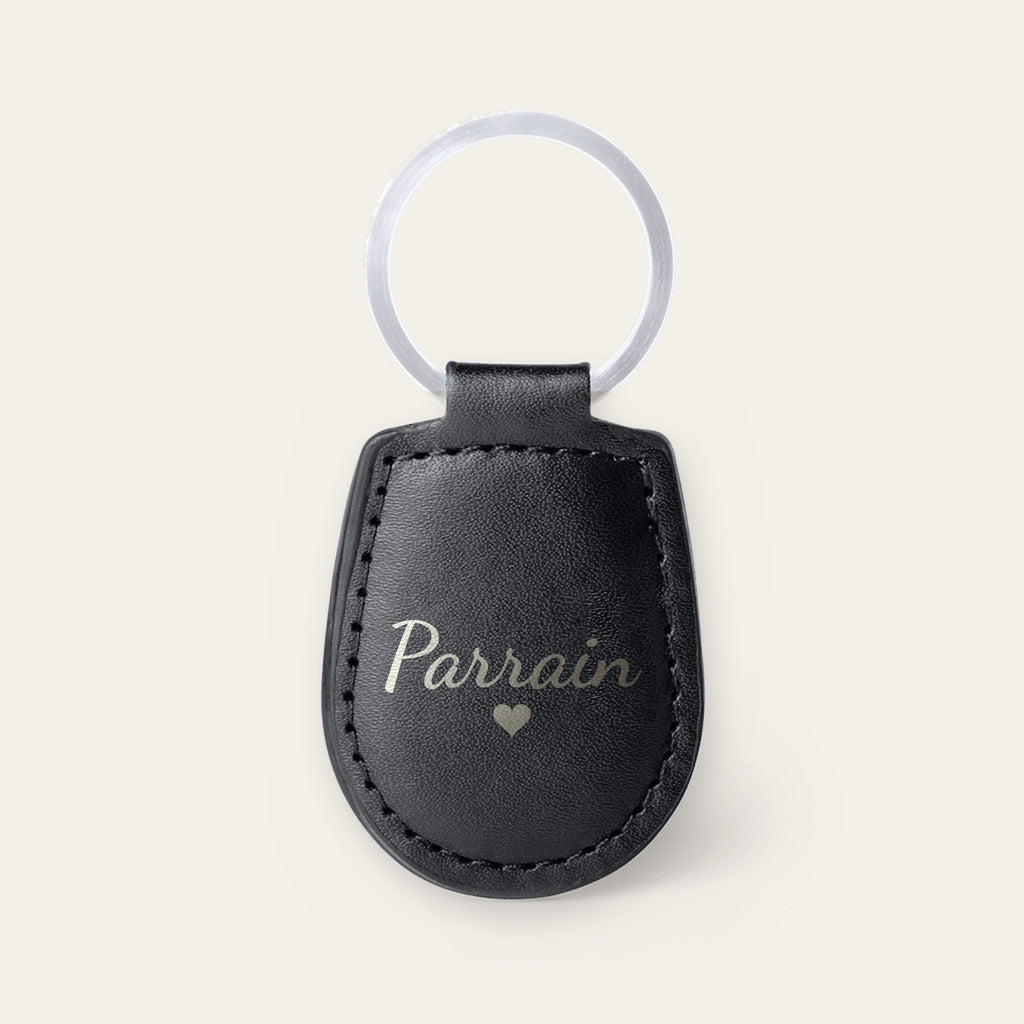 Porte-clés parrain personnalisé, gravé — Noir — gravure « Parrain »