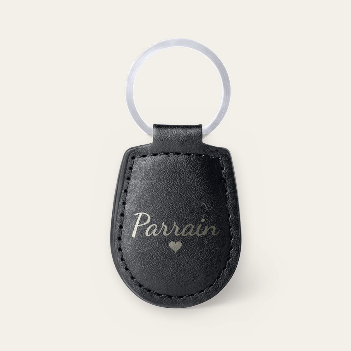 Porte-clés parrain personnalisé, gravé — Noir — gravure « Parrain »