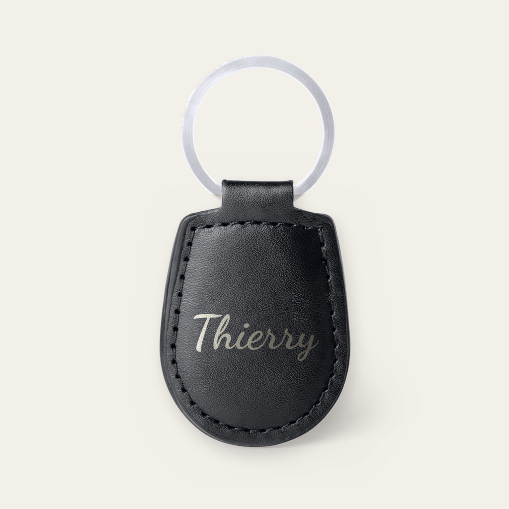 Porte-clés prénom personnalisé, gravé — Noir — gravure « Thierry »