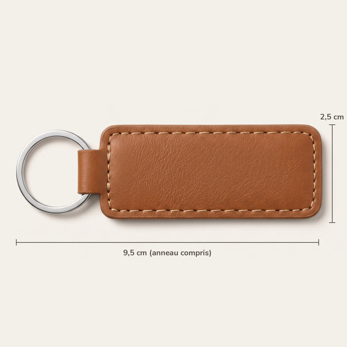 Porte-clés tonton personnalisé, gravé — rectangle : 2,5 × 9,5 cm, anneau compris (coloris Caramel)
