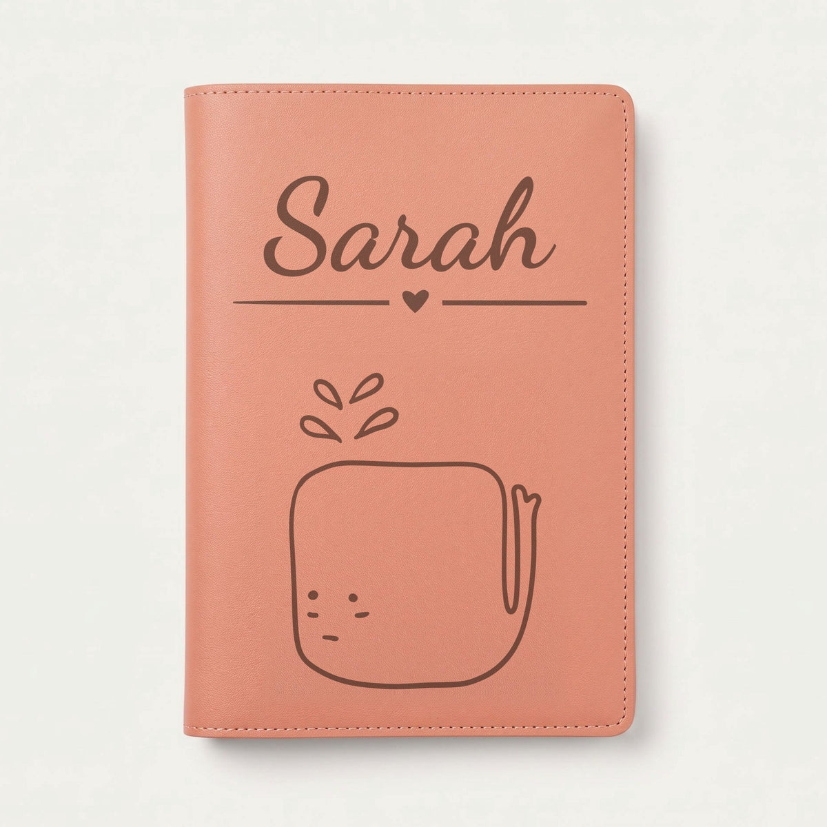 Protège carnet de santé bébé personnalisé – Baleine — Terracotta — gravure « Sarah »