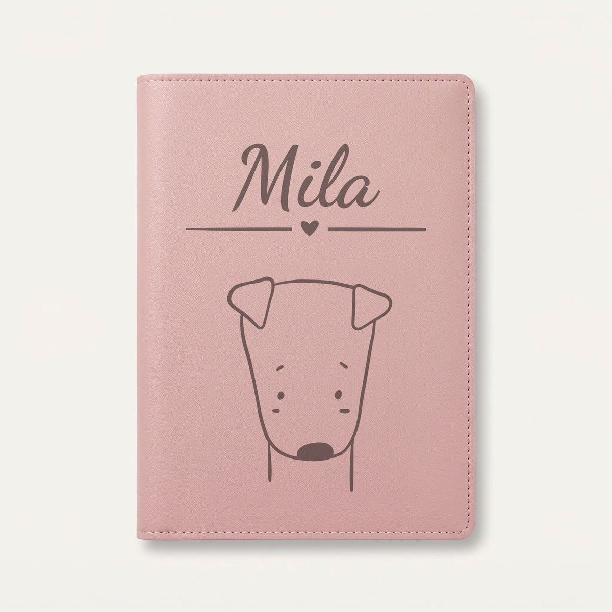 Protège carnet de santé bébé personnalisé – Chiot — Rose dragée — gravure « Mila »