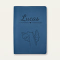 Protège carnet de santé bébé personnalisé – Dragon — Bleu nuit — gravure « Lucas »