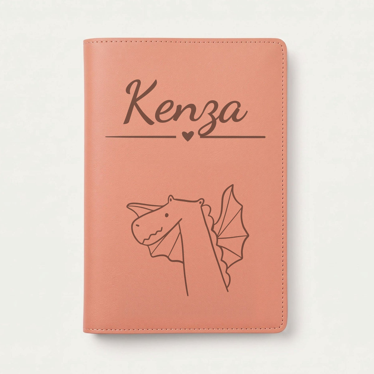 Protège carnet de santé bébé personnalisé – Dragon — Terracotta — gravure « Kenza »