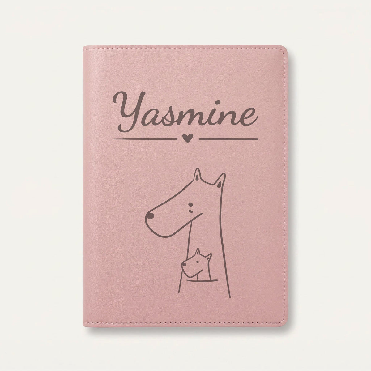 Protège carnet de santé bébé personnalisé – Kangourou et son petit — Rose dragée — gravure « Yasmine »