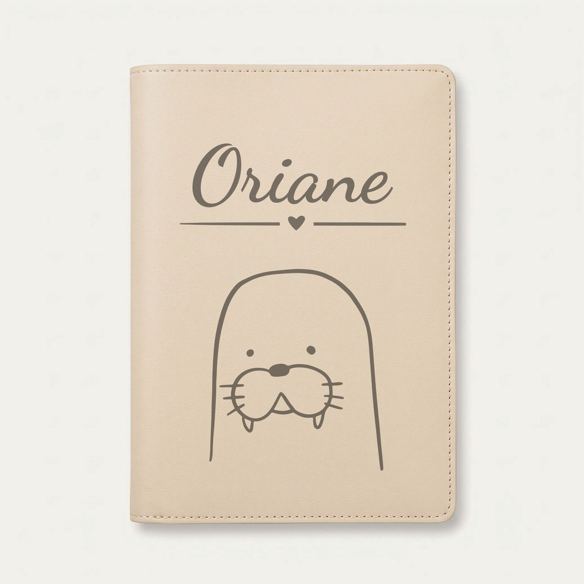 Protège carnet de santé bébé personnalisé – Morse — Crème vanille — gravure « Oriane »