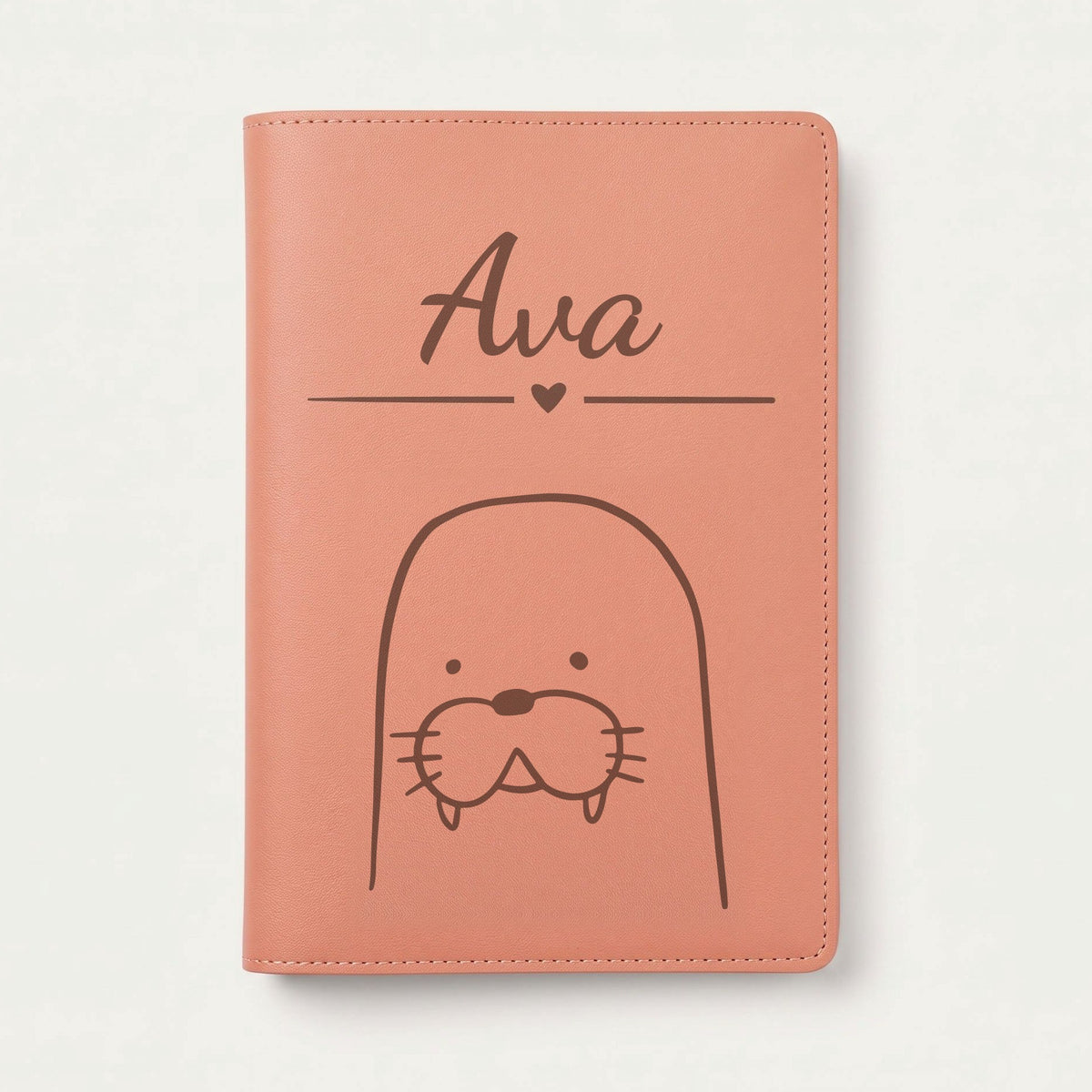 Protège carnet de santé bébé personnalisé – Morse — Terracotta — gravure « Ava »