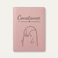 Protège carnet de santé bébé personnalisé – Pingouin — Rose dragée — gravure « Constance »