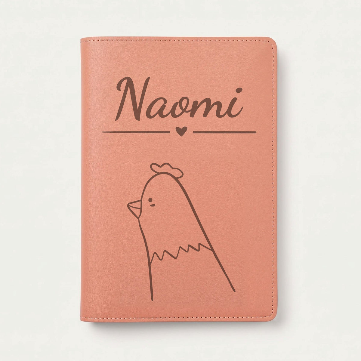 Protège carnet de santé bébé personnalisé – Poule — Terracotta — gravure « Naomi »