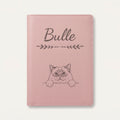 Protège carnet de santé chat personnalisé – Sacré de Birmanie — Rose dragée — Flèche — gravure « Bulle »