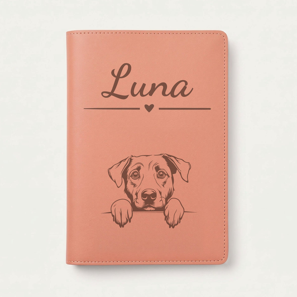 Protège carnet de santé chien personnalisé – Berger d'Anatolie — Terracotta — Cœur — gravure « Luna »