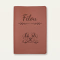 Protège carnet de santé chien personnalisé – Border terrier — Chocolat — Flèche — gravure « Filou »