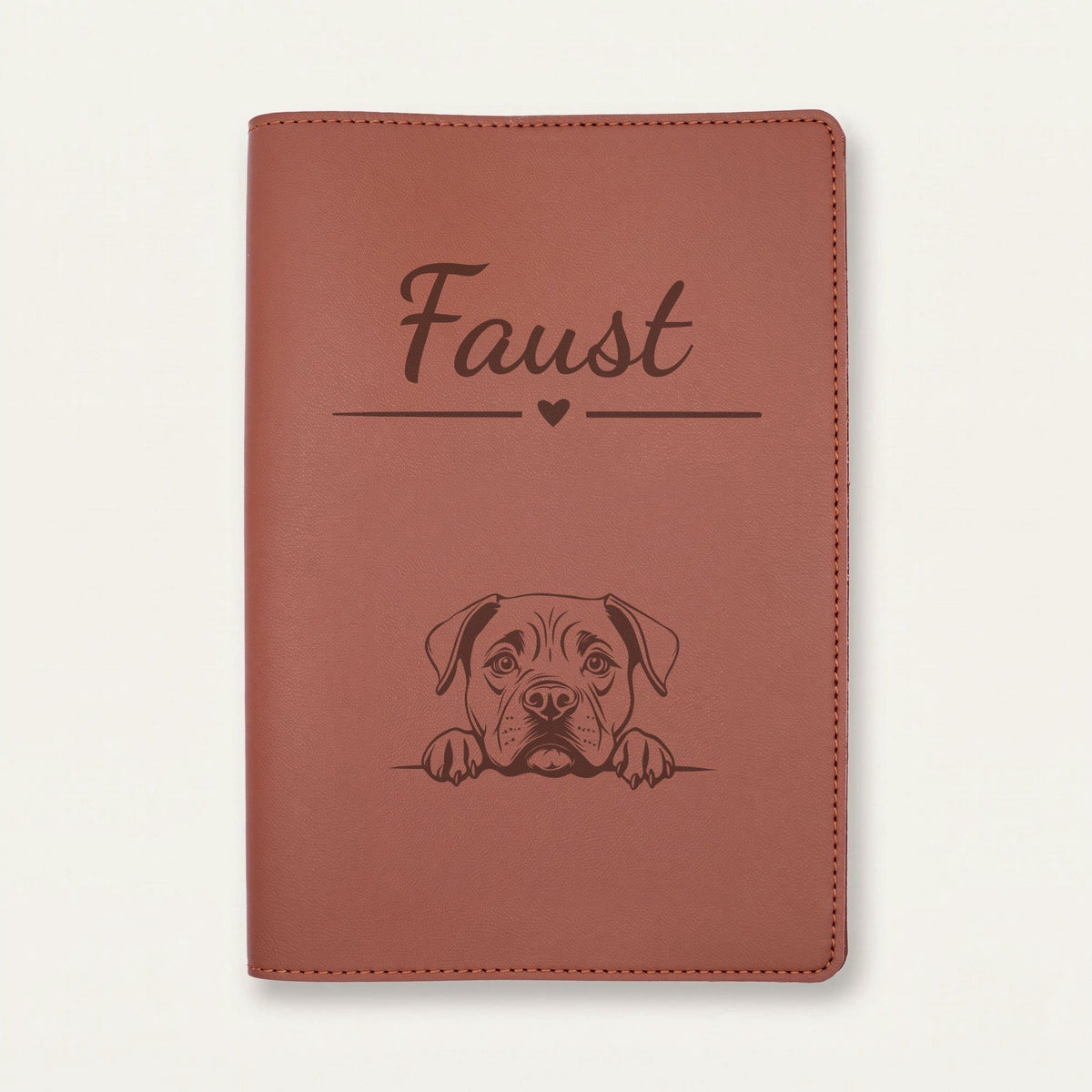 Protège carnet de santé chien personnalisé – Cane corso — Chocolat — Cœur — gravure « Faust »
