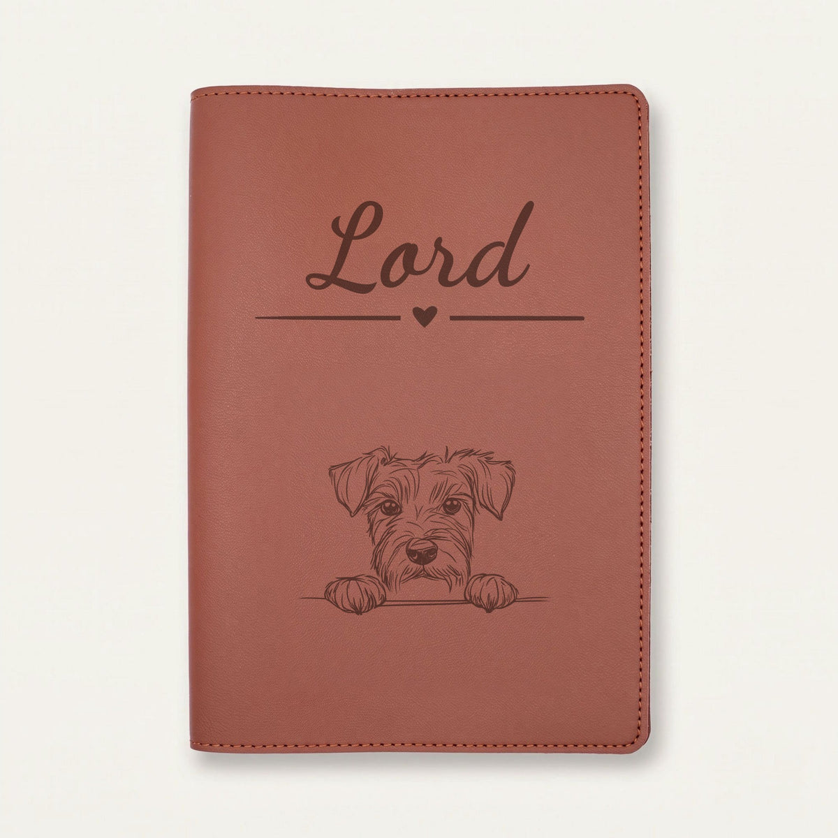 Protège carnet de santé chien personnalisé – Kerry blue terrier — Chocolat — Cœur — gravure « Lord »