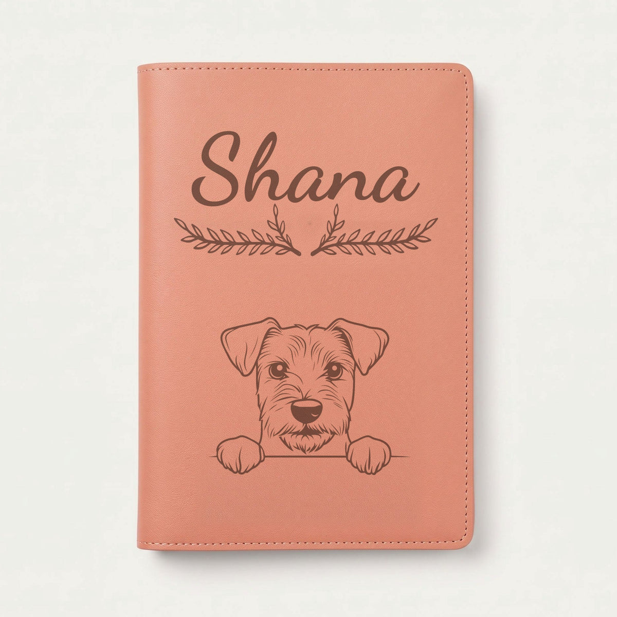 Protège carnet de santé chien personnalisé – Lakeland terrier — Terracotta — Bouquet — gravure « Shana »
