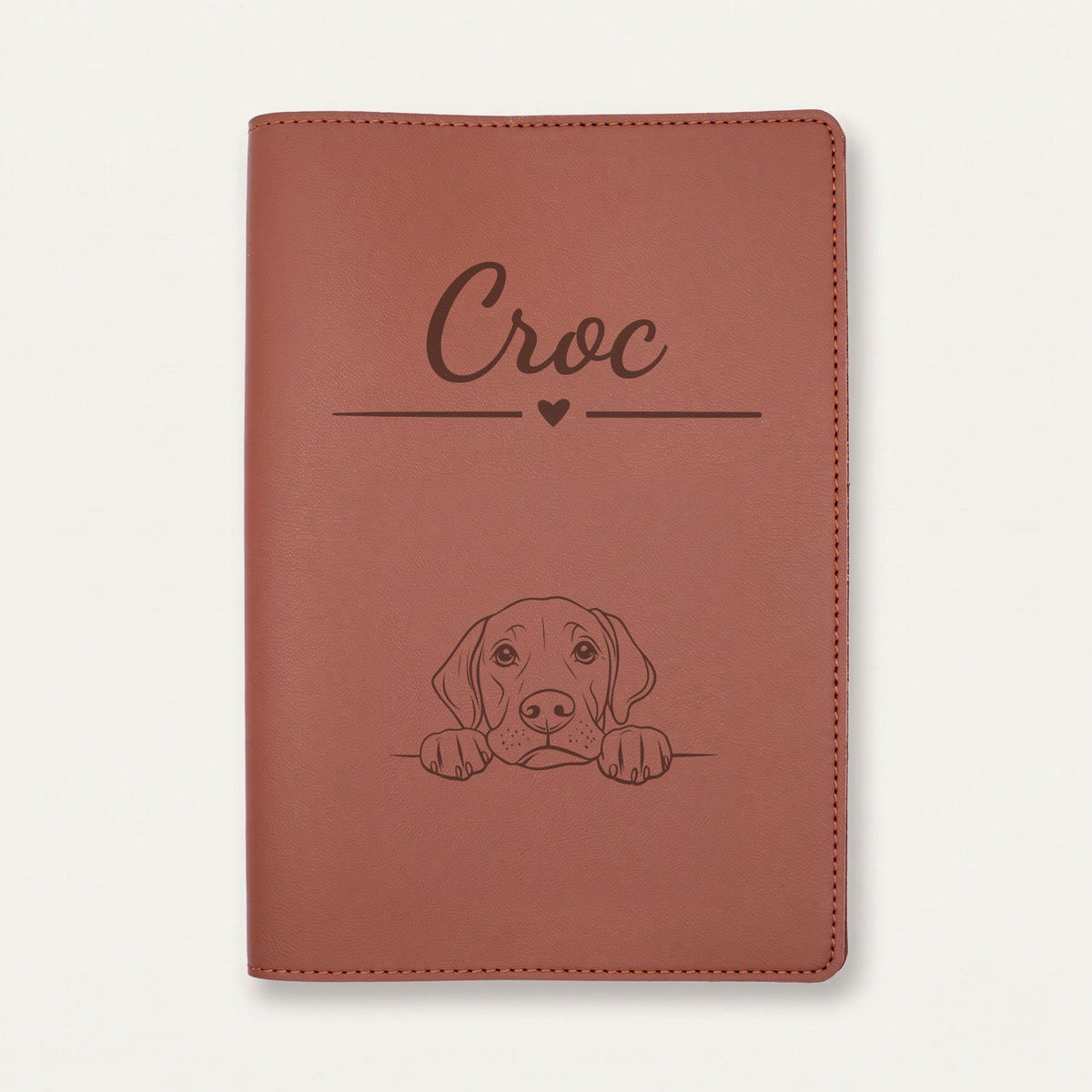 Protège carnet de santé chien personnalisé – Pointer anglais — Chocolat — Cœur — gravure « Croc »