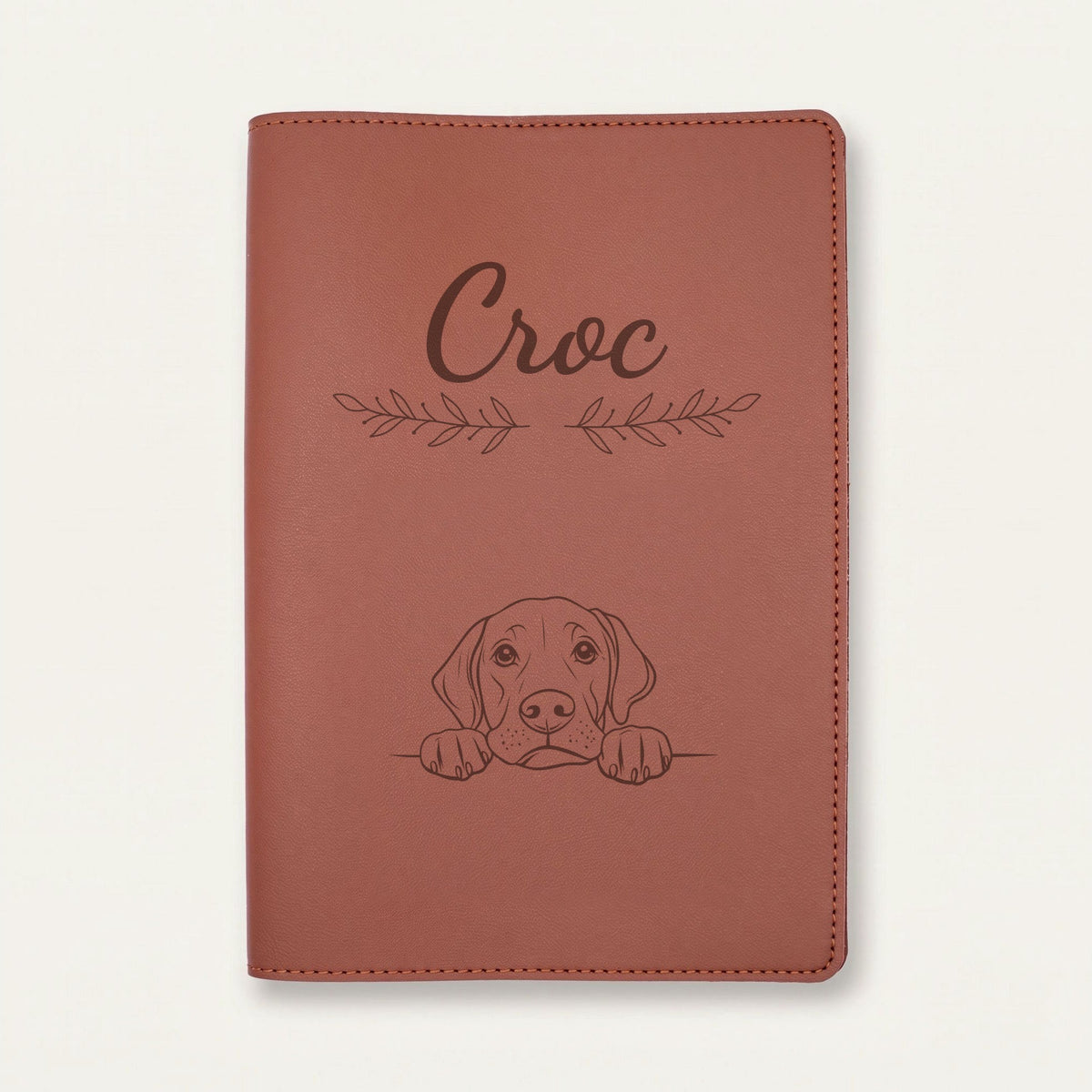 Protège carnet de santé chien personnalisé – Pointer anglais — Chocolat — Rameaux — gravure « Croc »