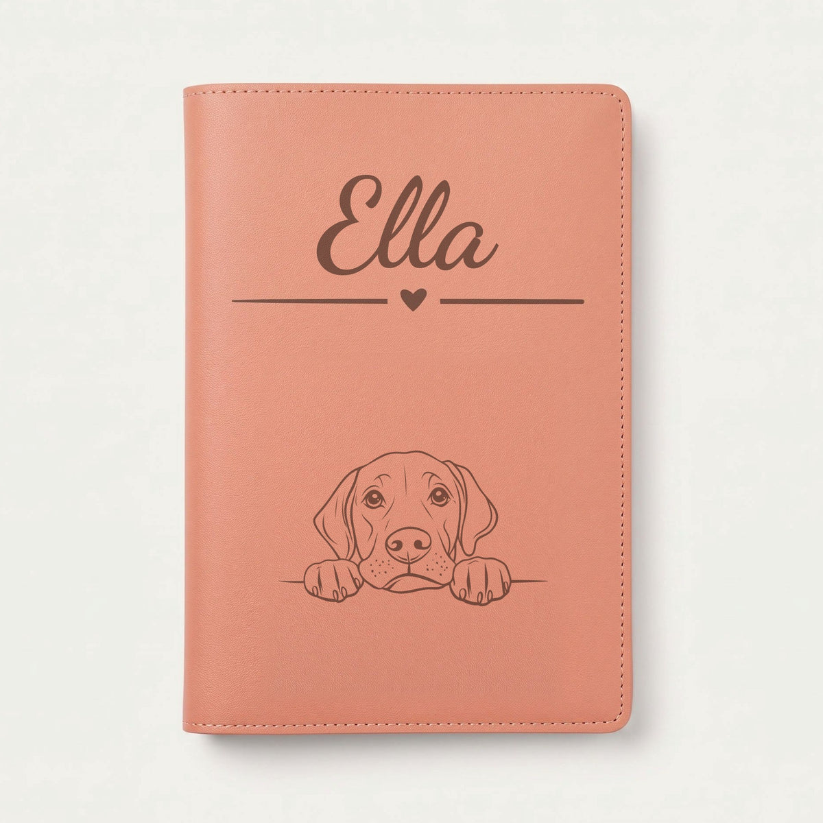 Protège carnet de santé chien personnalisé – Pointer anglais — Terracotta — Cœur — gravure « Ella »
